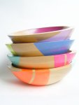 Modern Neon Hardwood bowls by Nicole Porter